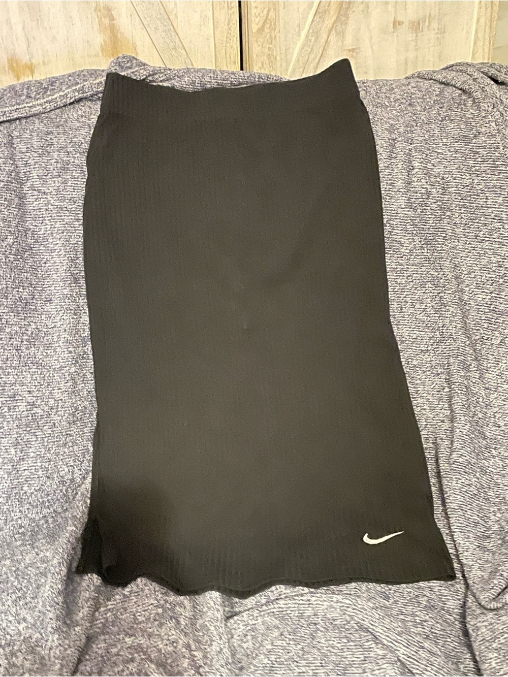 Nike Black Ribbed Pencil Skirt with Swoosh